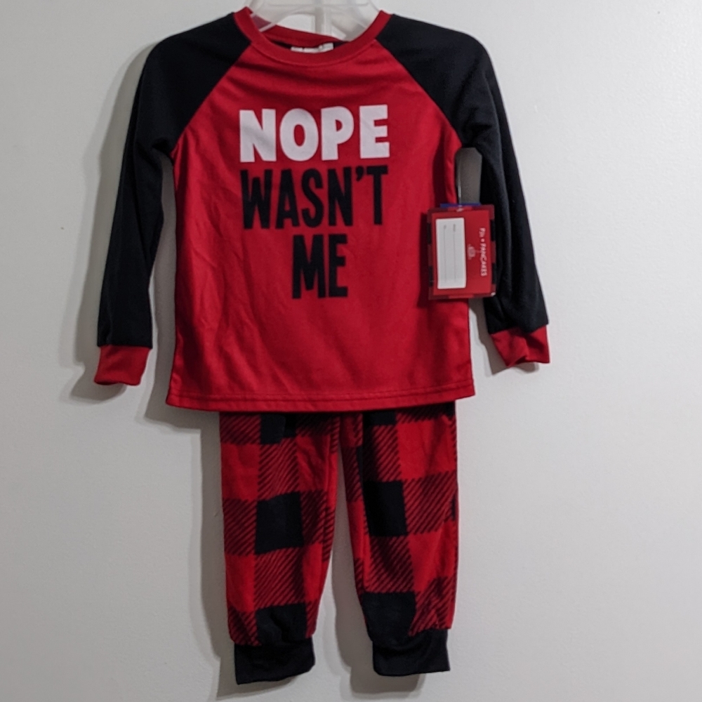 Unisex Kids Christmas Holiday 2 Piece Plaid Pajama Set, Size XS(4/5)